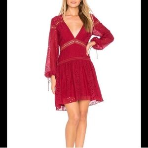 Saylor June Eyelet Dress Raspberry Cottage Coquette Fairy Boho